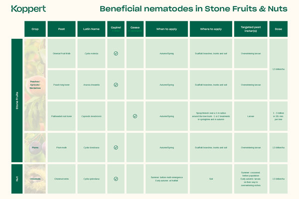 Target pests of beneficial nematodes in stone fruits & nuts
